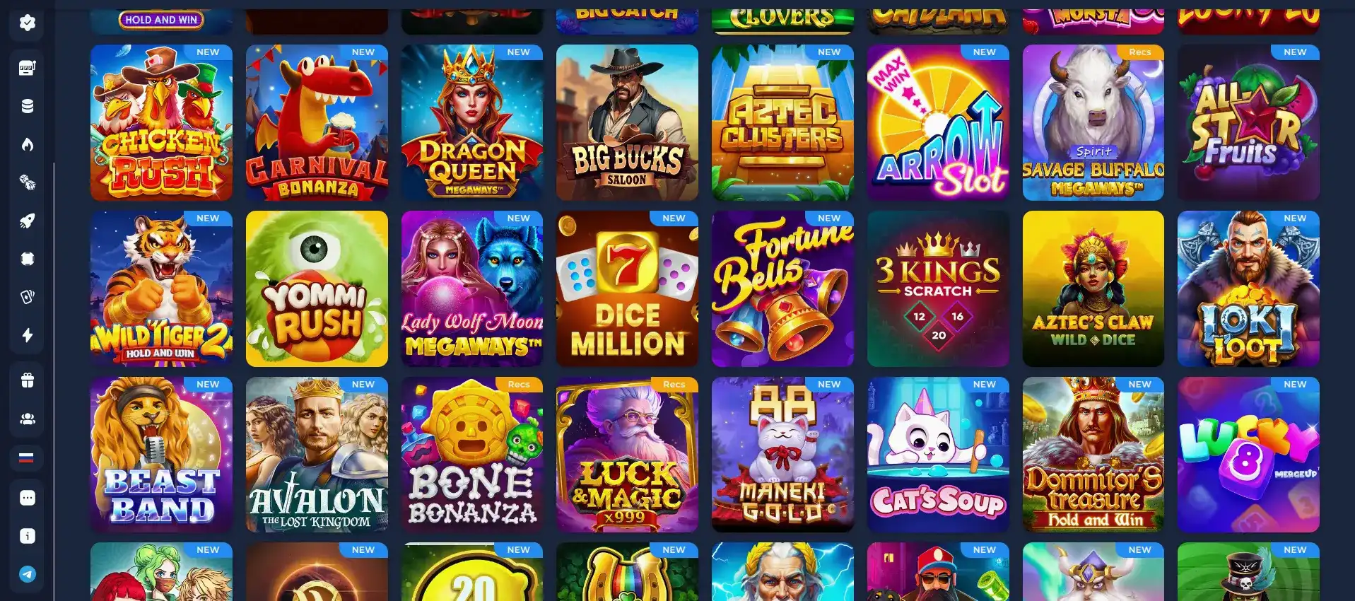 Kraken casino — интерфейс игрового зала